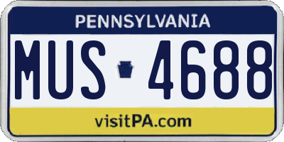 PA license plate MUS4688