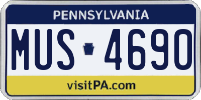 PA license plate MUS4690