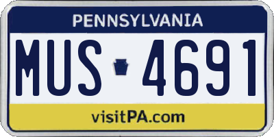 PA license plate MUS4691