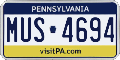PA license plate MUS4694
