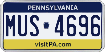 PA license plate MUS4696