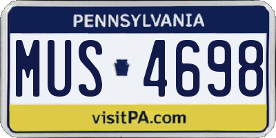 PA license plate MUS4698