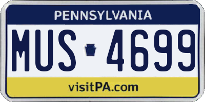 PA license plate MUS4699