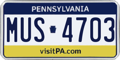 PA license plate MUS4703