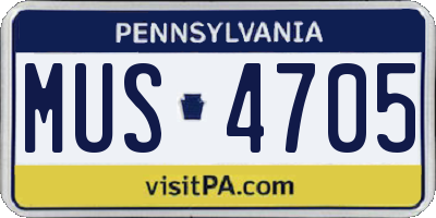 PA license plate MUS4705