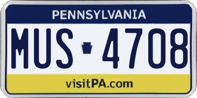 PA license plate MUS4708