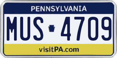 PA license plate MUS4709