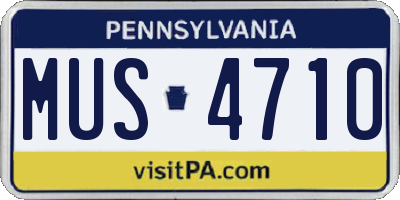 PA license plate MUS4710