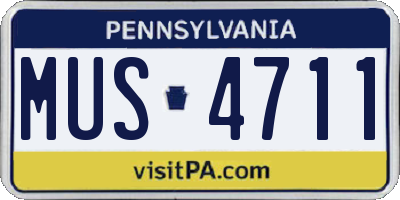 PA license plate MUS4711