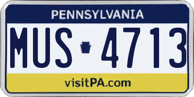 PA license plate MUS4713