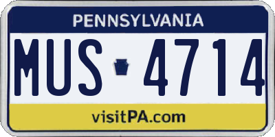 PA license plate MUS4714
