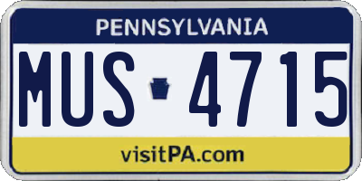 PA license plate MUS4715