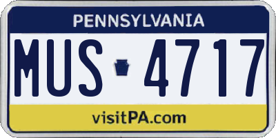PA license plate MUS4717