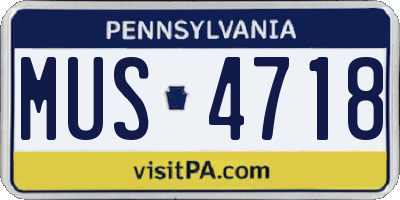 PA license plate MUS4718
