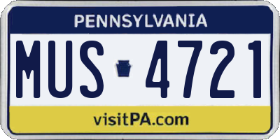 PA license plate MUS4721