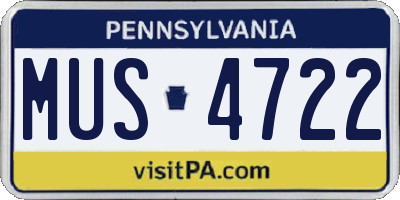PA license plate MUS4722