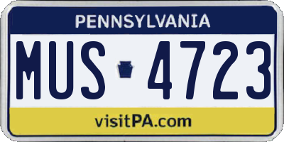 PA license plate MUS4723