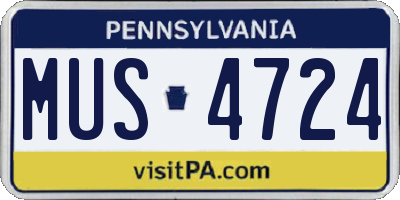 PA license plate MUS4724