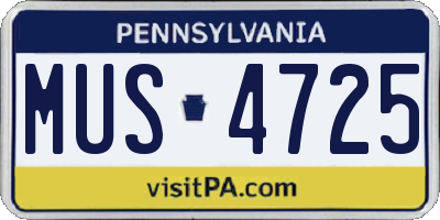 PA license plate MUS4725