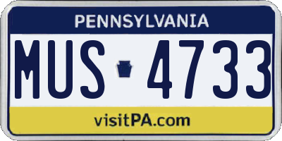 PA license plate MUS4733