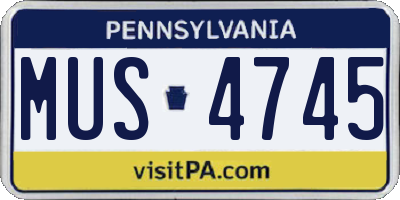 PA license plate MUS4745
