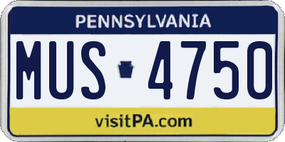 PA license plate MUS4750