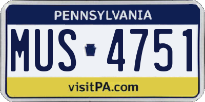 PA license plate MUS4751