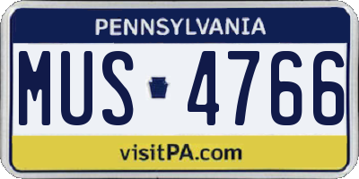 PA license plate MUS4766