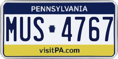 PA license plate MUS4767