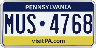 PA license plate MUS4768