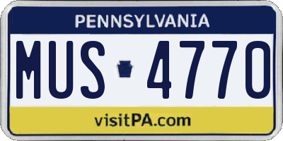 PA license plate MUS4770