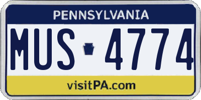 PA license plate MUS4774