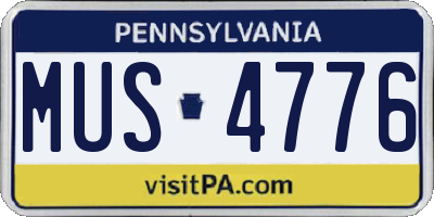 PA license plate MUS4776