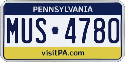 PA license plate MUS4780