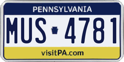 PA license plate MUS4781