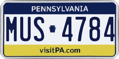 PA license plate MUS4784