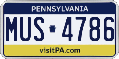 PA license plate MUS4786