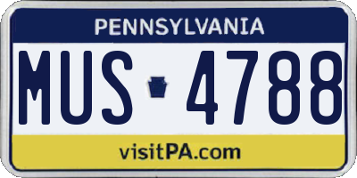 PA license plate MUS4788