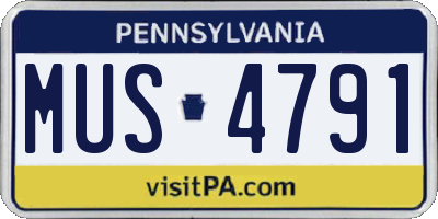 PA license plate MUS4791