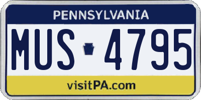 PA license plate MUS4795