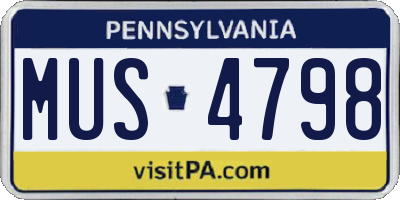 PA license plate MUS4798