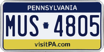 PA license plate MUS4805