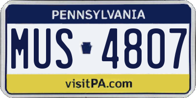 PA license plate MUS4807