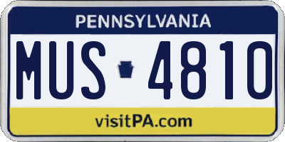 PA license plate MUS4810