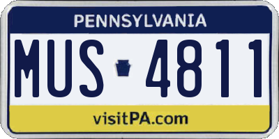 PA license plate MUS4811