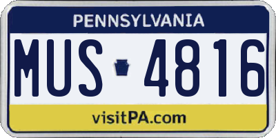 PA license plate MUS4816