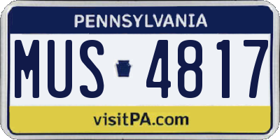 PA license plate MUS4817