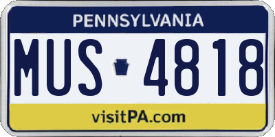 PA license plate MUS4818