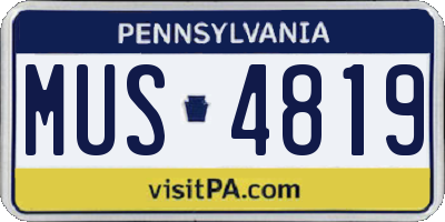 PA license plate MUS4819