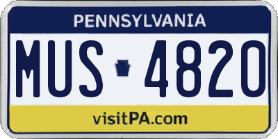 PA license plate MUS4820